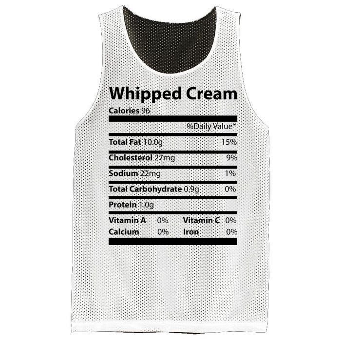 Whipped Cream Nutritional Facts Funny Thanksgiving Mesh Reversible Basketball Jersey Tank