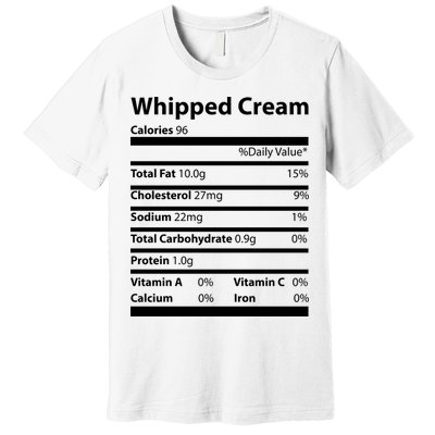 Whipped Cream Nutritional Facts Funny Thanksgiving Premium T-Shirt
