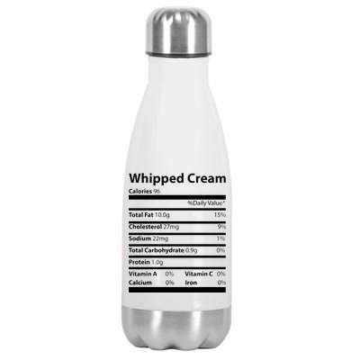 Whipped Cream Nutritional Facts Funny Thanksgiving Stainless Steel Insulated Water Bottle