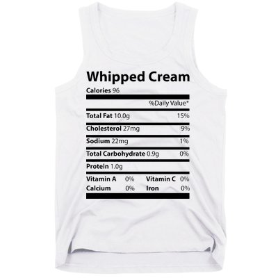 Whipped Cream Nutritional Facts Funny Thanksgiving Tank Top