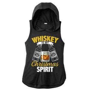 Whiskey Is My Christmas Spirit Ladies PosiCharge Tri-Blend Wicking Draft Hoodie Tank