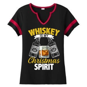 Whiskey Is My Christmas Spirit Ladies Halftime Notch Neck Tee