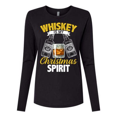 Whiskey Is My Christmas Spirit Womens Cotton Relaxed Long Sleeve T-Shirt