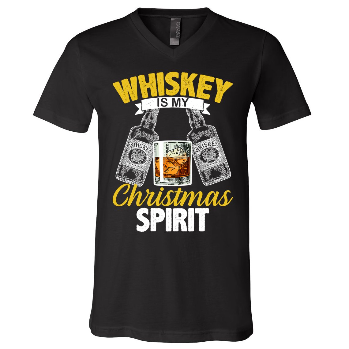 Whiskey Is My Christmas Spirit V-Neck T-Shirt