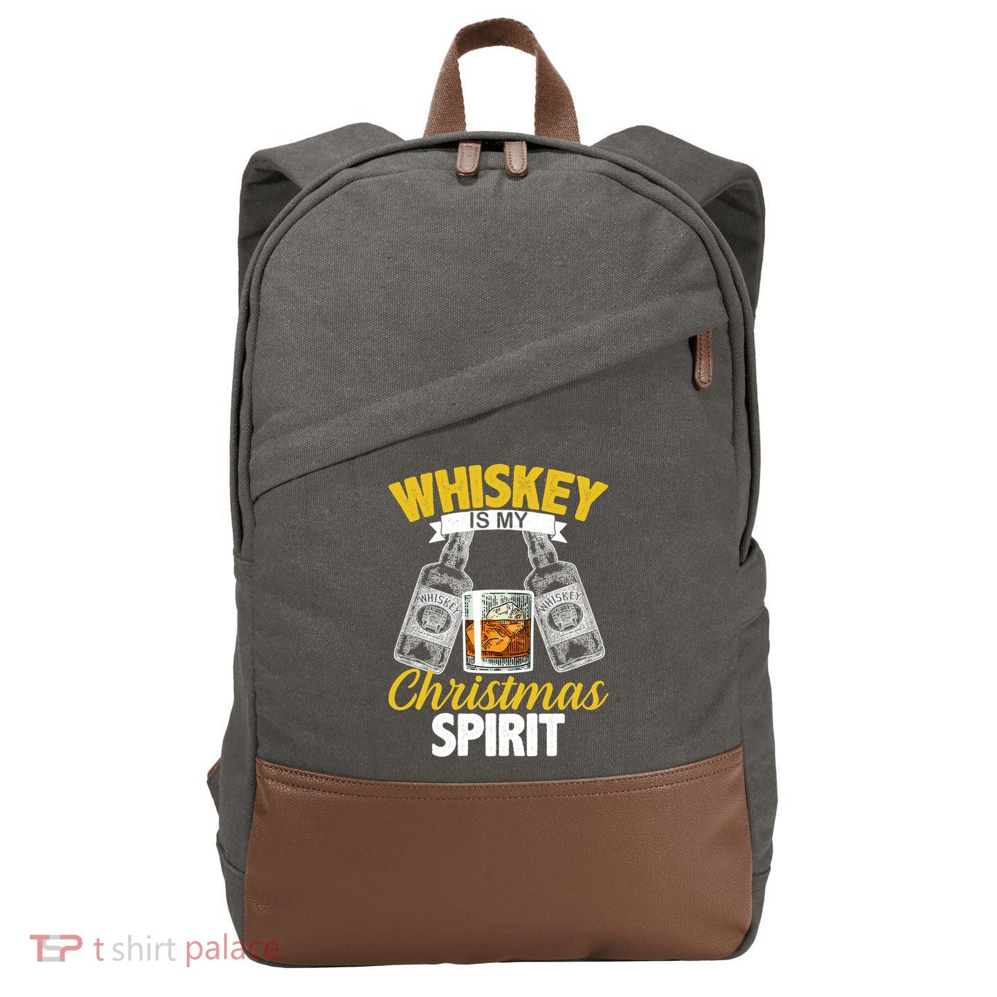 Whiskey Is My Christmas Spirit Cotton Canvas Backpack