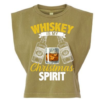 Whiskey Is My Christmas Spirit Garment-Dyed Women's Muscle Tee