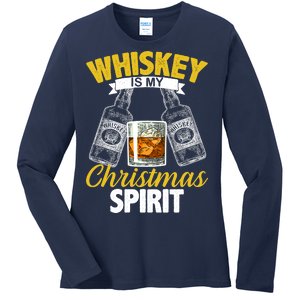 Whiskey Is My Christmas Spirit Ladies Long Sleeve Shirt