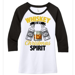 Whiskey Is My Christmas Spirit Women's Tri-Blend 3/4-Sleeve Raglan Shirt