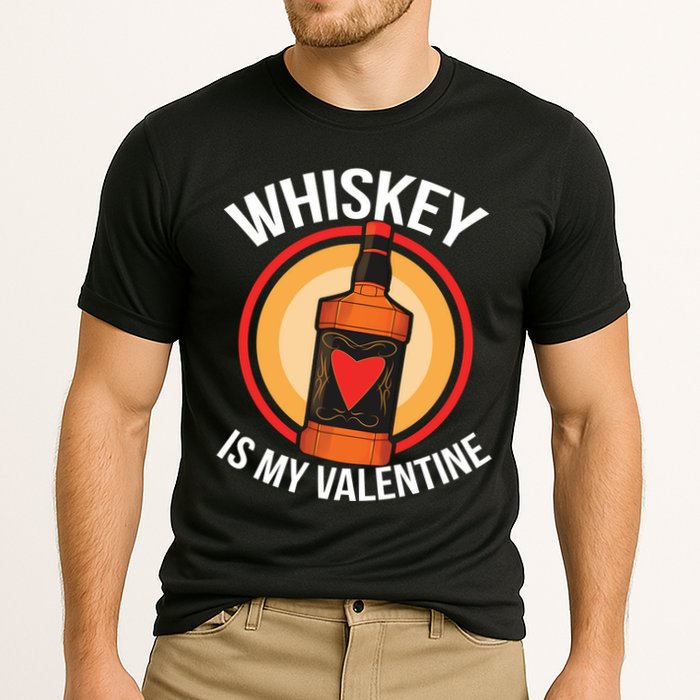 Whiskey is my Valentine Funny Valentine's Day Cooling Performance Crew T-Shirt