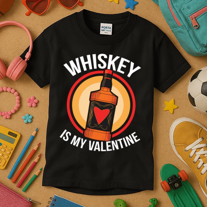Whiskey is my Valentine Funny Valentine's Day Kids T-Shirt