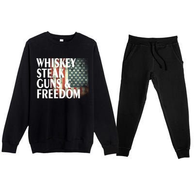 Whiskey Steak Guns And Freedom Premium Crewneck Sweatsuit Set