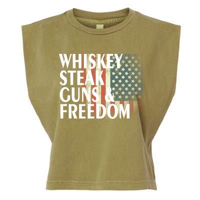 Whiskey Steak Guns And Freedom Garment-Dyed Women's Muscle Tee