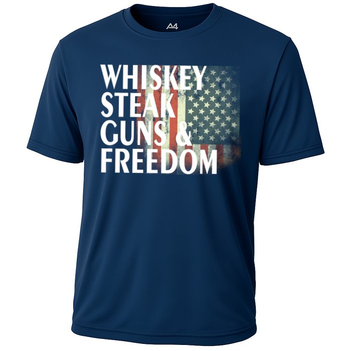 Whiskey Steak Guns And Freedom Cooling Performance Crew T-Shirt