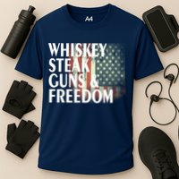 Whiskey Steak Guns And Freedom Cooling Performance Crew T-Shirt