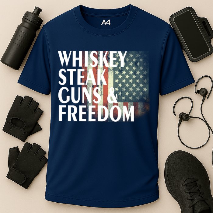 Whiskey Steak Guns And Freedom Cooling Performance Crew T-Shirt