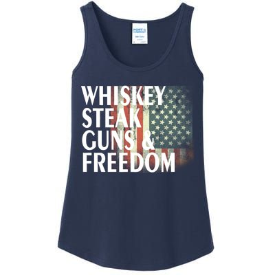 Whiskey Steak Guns And Freedom Ladies Essential Tank