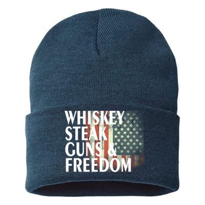 Whiskey Steak Guns And Freedom Sustainable Knit Beanie