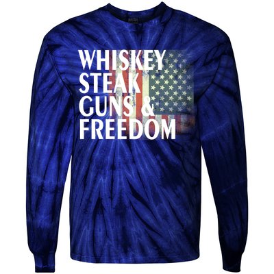 Whiskey Steak Guns And Freedom Tie-Dye Long Sleeve Shirt