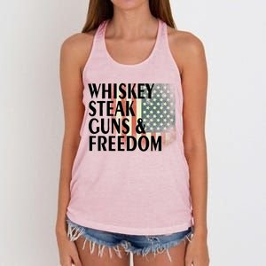 Whiskey Steak Guns And Freedom Women's Knotted Racerback Tank