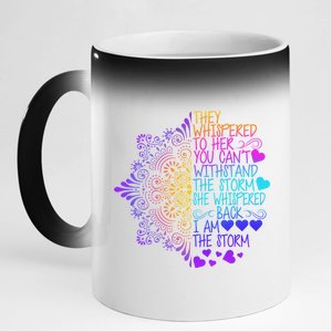 Whispered Back I Am The Storm Floral 11oz Black Color Changing Mug