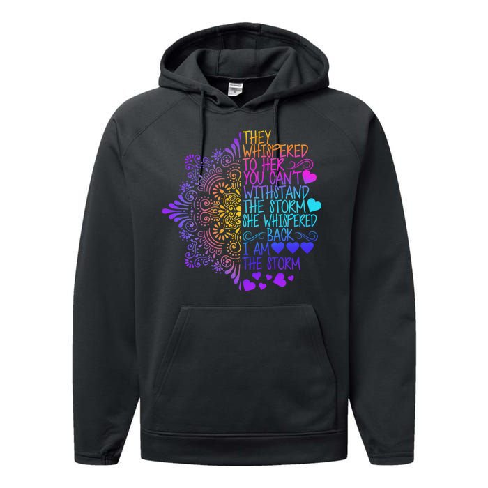 Whispered Back I Am The Storm Floral Performance Fleece Hoodie