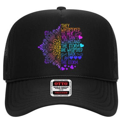 Whispered Back I Am The Storm Floral High Crown Mesh Back Trucker Hat