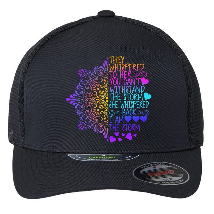 Whispered Back I Am The Storm Floral Flexfit Unipanel Trucker Cap