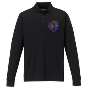 Whispered Back I Am The Storm Floral Performance Long Sleeve Polo