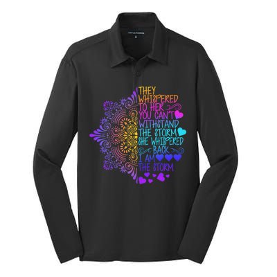 Whispered Back I Am The Storm Floral Silk Touch Performance Long Sleeve Polo