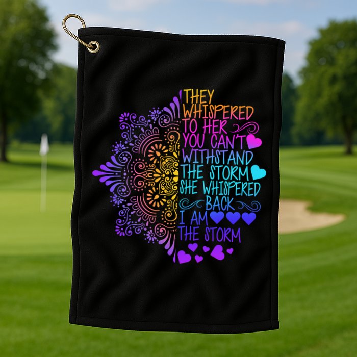 Whispered Back I Am The Storm Floral Golf Towel