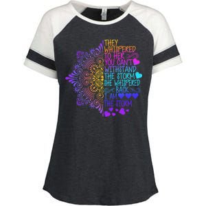 Whispered Back I Am The Storm Floral Enza Ladies Jersey Colorblock Tee