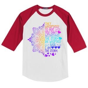 Whispered Back I Am The Storm Floral Kids Colorblock Raglan Jersey