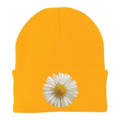 White Daisy Knit Cap Winter Beanie