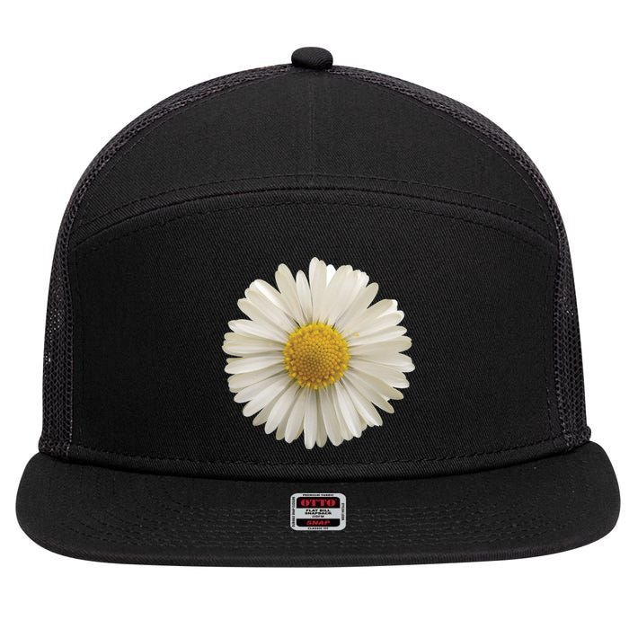 White Daisy 7 Panel Mesh Trucker Snapback Hat