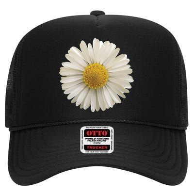 White Daisy High Crown Mesh Back Trucker Hat