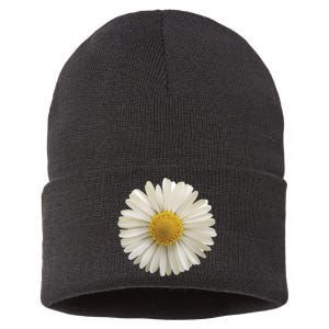 White Daisy Sustainable Knit Beanie