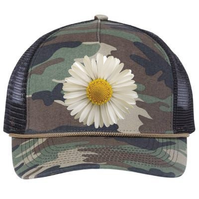 White Daisy Retro Rope Trucker Hat Cap