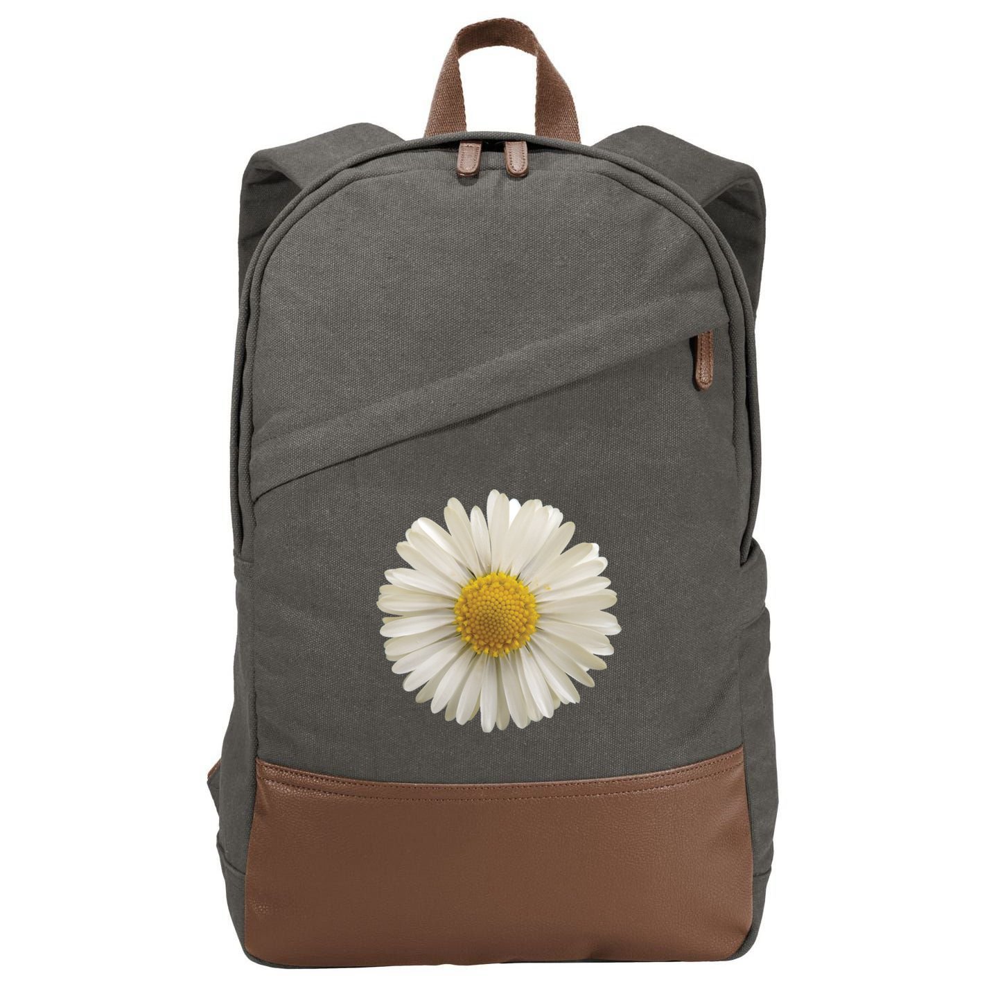 White Daisy Cotton Canvas Backpack