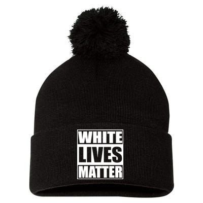 White Lives Matter Pom Pom 12in Knit Beanie