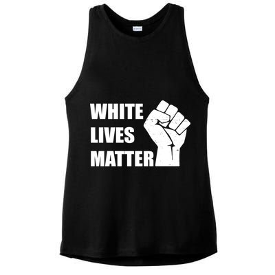 White Lives Matter Fist Ladies PosiCharge Tri-Blend Wicking Tank