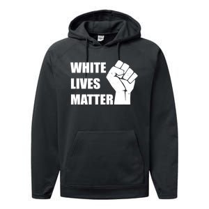 White Lives Matter Fist Performance Fleece Hoodie