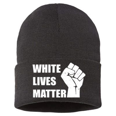 White Lives Matter Fist Sustainable Knit Beanie