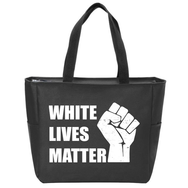 White Lives Matter Fist Zip Tote Bag