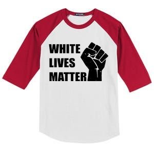 White Lives Matter Fist Kids Colorblock Raglan Jersey