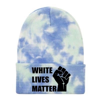 White Lives Matter Fist Tie Dye 12in Knit Beanie