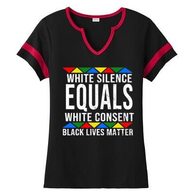 White Silence Black Lives Matter Ladies Halftime Notch Neck Tee