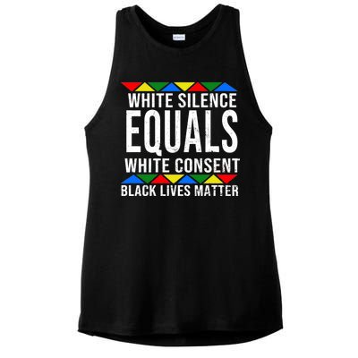 White Silence Black Lives Matter Ladies PosiCharge Tri-Blend Wicking Tank