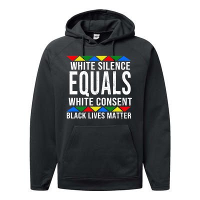 White Silence Black Lives Matter Performance Fleece Hoodie