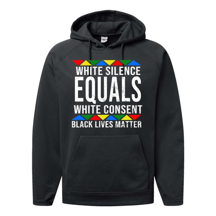 White Silence Black Lives Matter Performance Fleece Hoodie