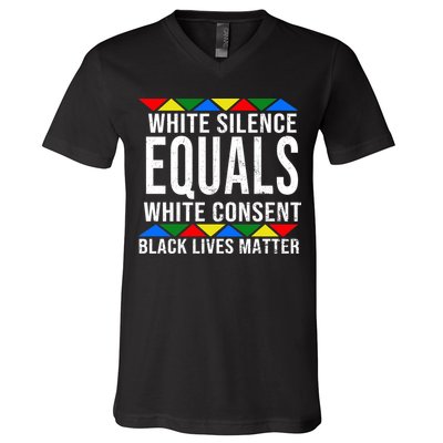 White Silence Black Lives Matter V-Neck T-Shirt